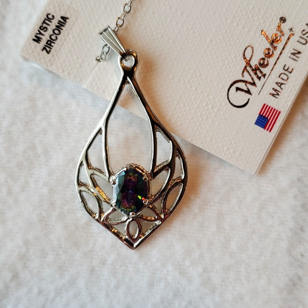 Mystic Zirconia Pendant Necklace
